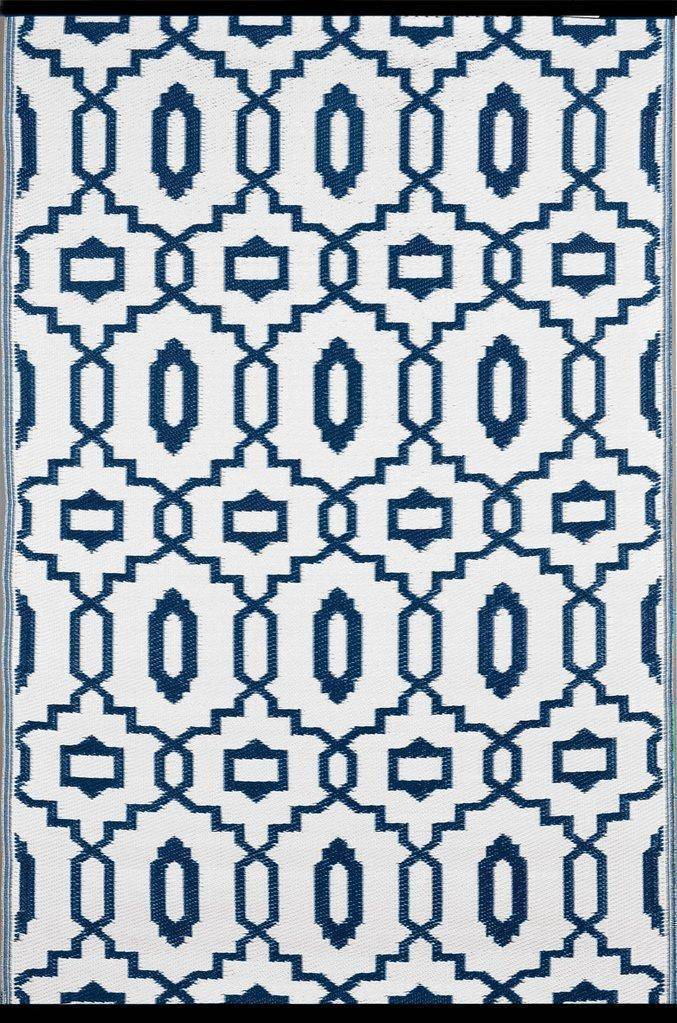 Modern Dark Blue & White Indoor-Outdoor Reversible Rug cvsonia 