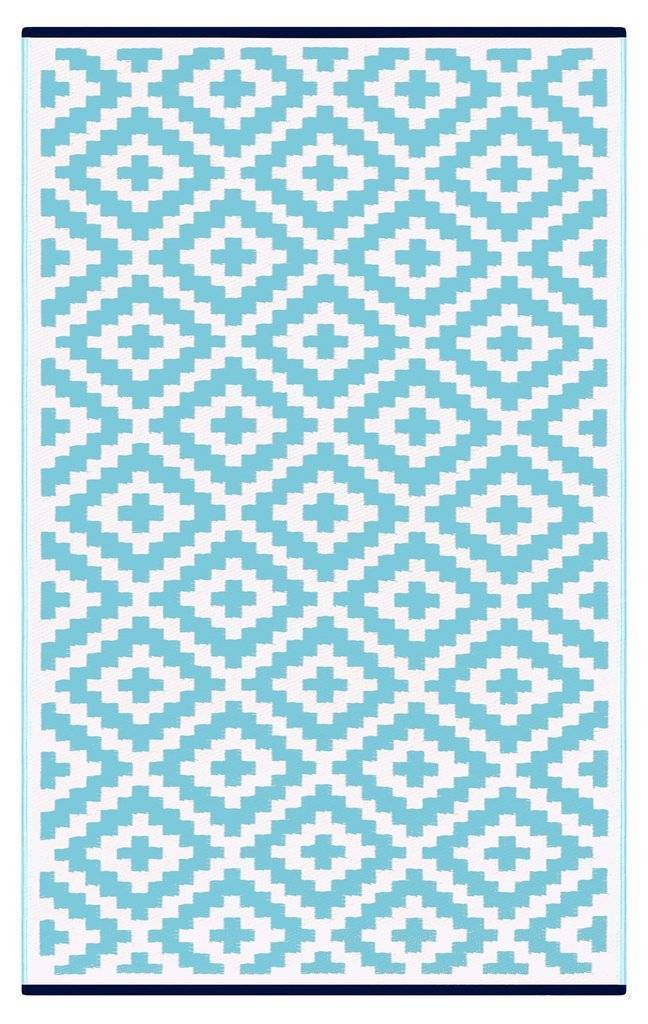 Nirvana Aqua Sky & White Indoor-Outdoor Reversible Rug cvsonia 