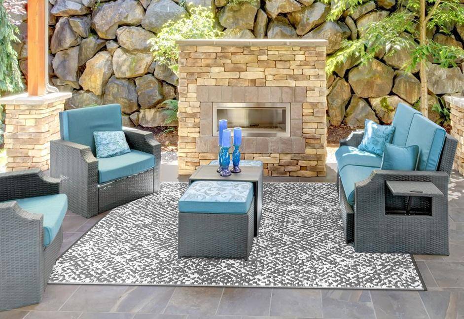 Rio Grey & White Indoor-Outdoor Reversible Rug cvsonia 