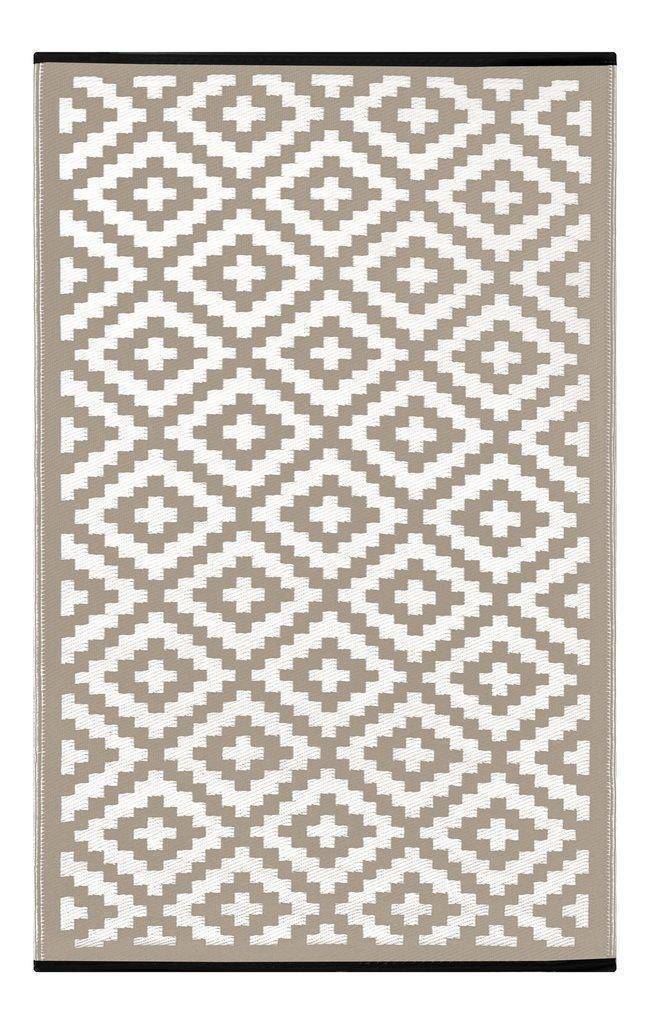 Nirvana Taupe & White Indoor-Outdoor Reversible Rug cvsonia 
