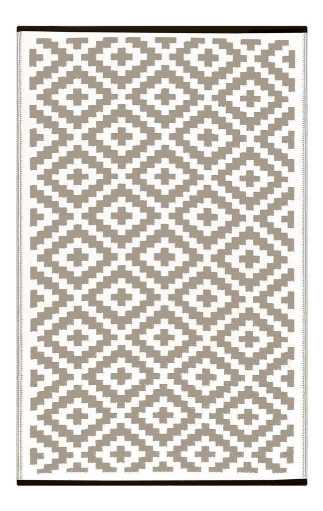 Nirvana Taupe & White Indoor-Outdoor Reversible Rug cvsonia 