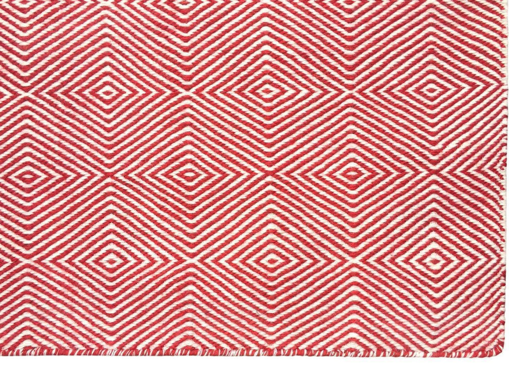 Diamond Red Indoor/ Outdoor Reversible Polyester Recycled Fibre Rug RUGSANDROOMS 