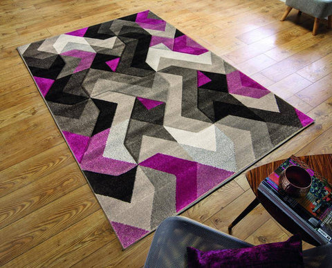 Arna Grey/Purple Area Rug RUGSANDROOMS 