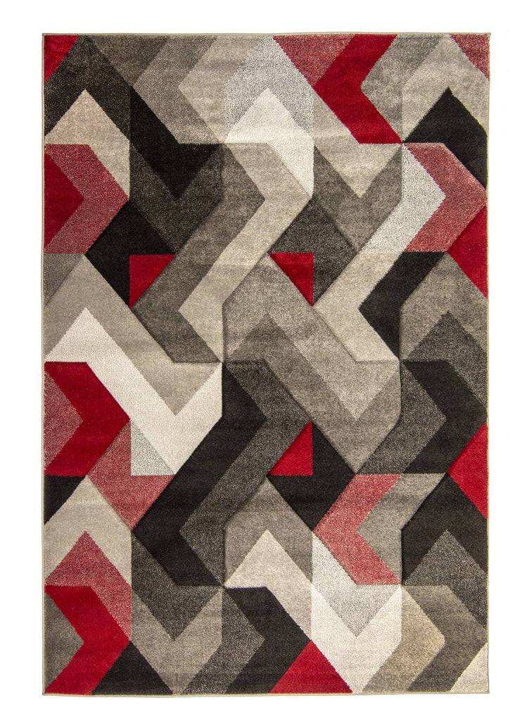 Arna Grey/Red Area Rug RUGSANDROOMS 