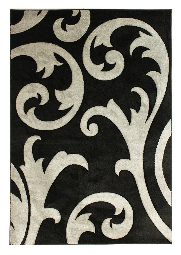 Nelu Grey/Black Area Rug RUGSANDROOMS 