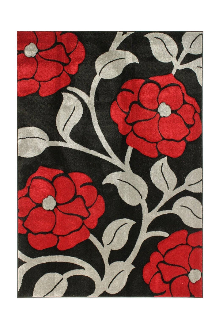 Vine Black/Red Area Rug RUGSANDROOMS 