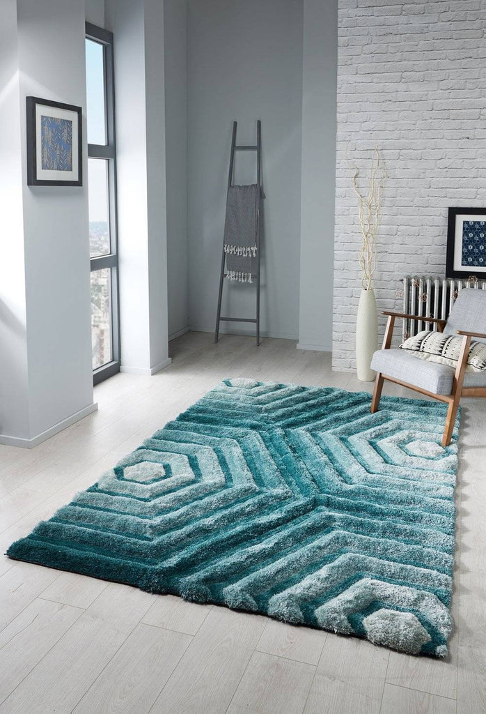 Hexagon Duck Egg Area Rug RUGSANDROOMS 