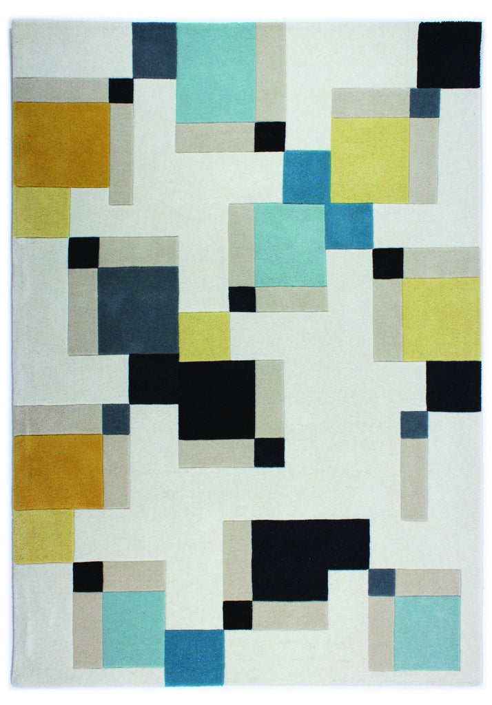 Halle Blue/Ochre Area Rug RUGSANDROOMS 