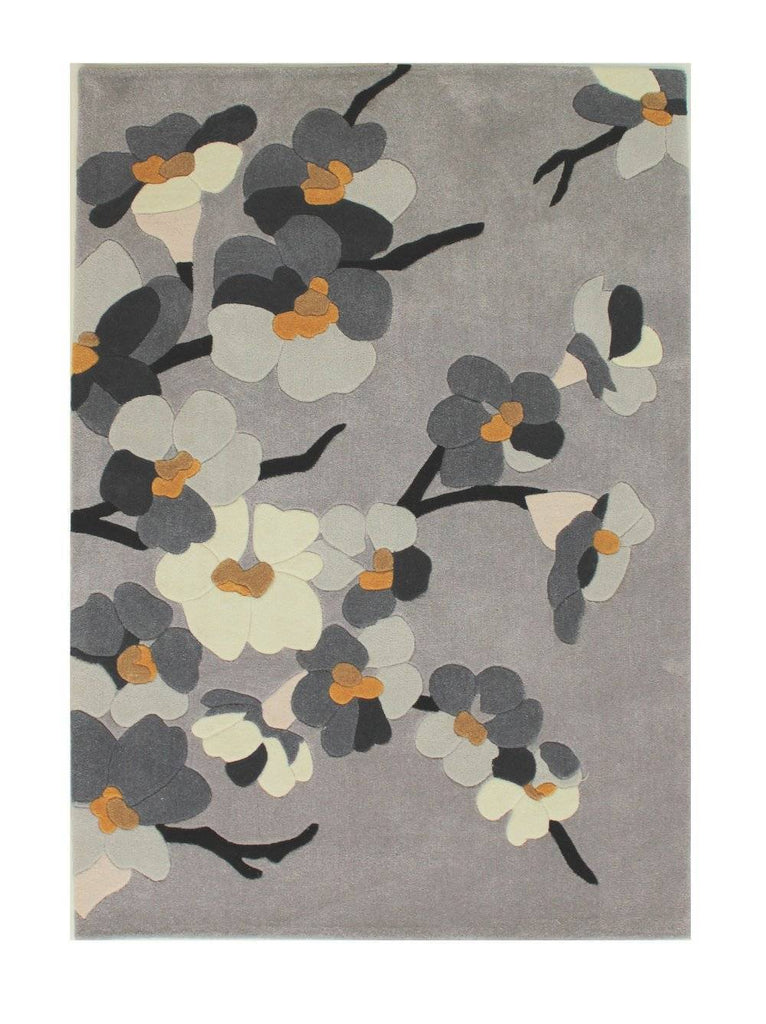 Blossom Grey/Ochre Area Rug RUGSANDROOMS 