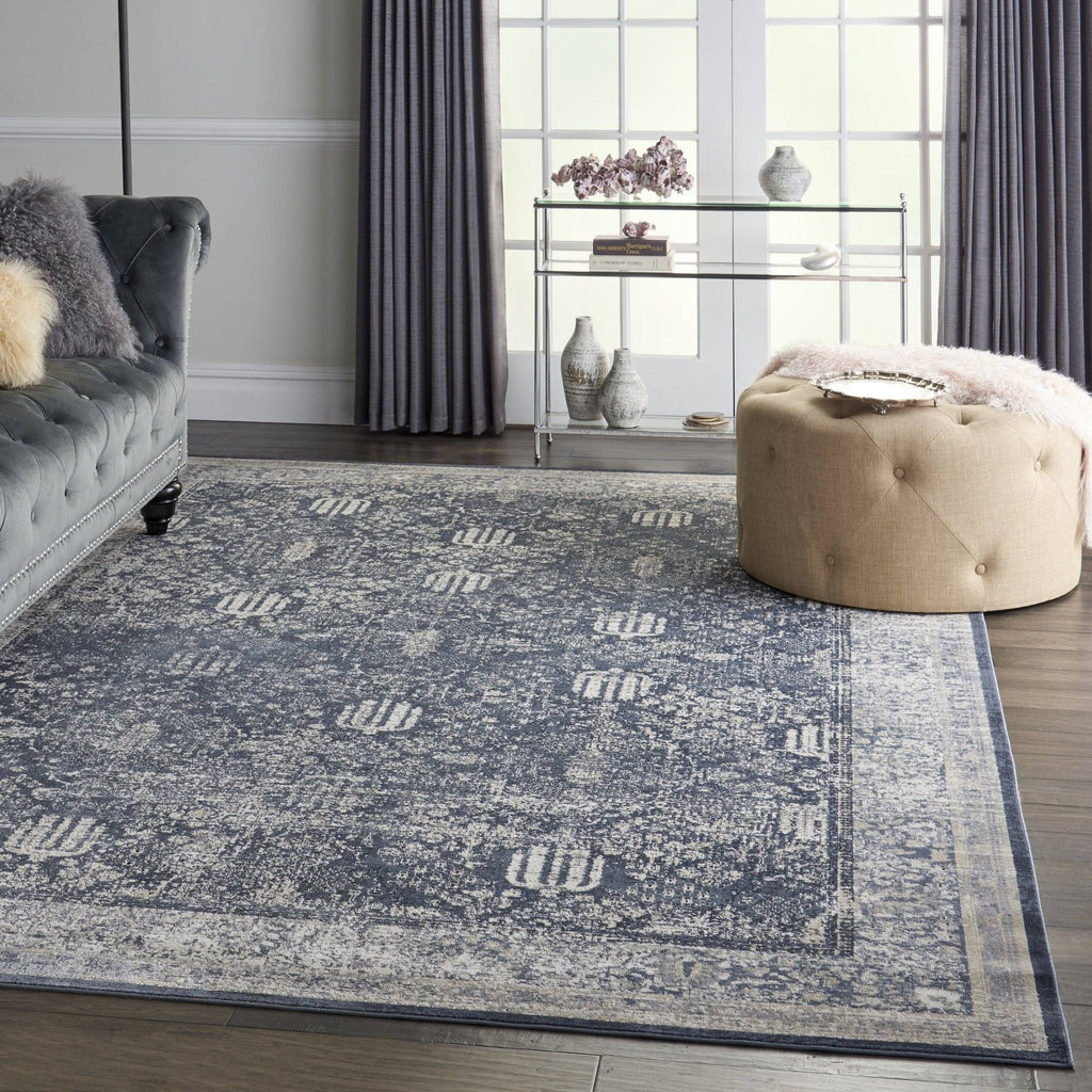 Kathy Ireland Malta Navy/Ivory Area Rug RUGSANDROOMS 