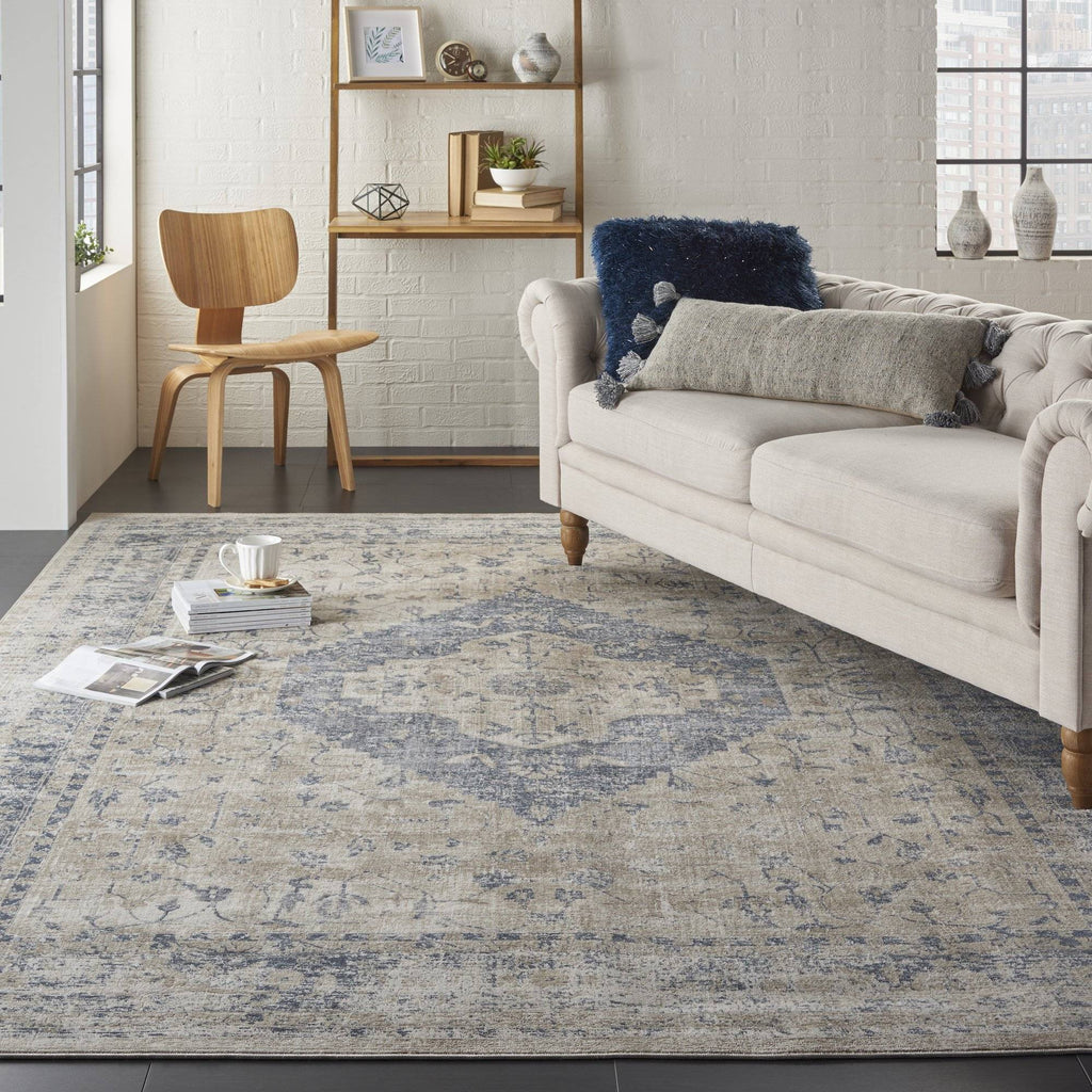 Kathy Ireland Malta Ivory/Blue 11 Area Rug RUGSANDROOMS 