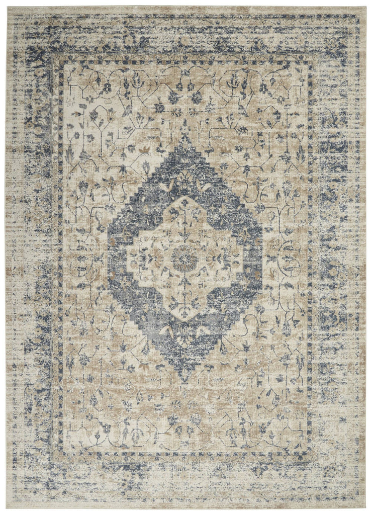 Kathy Ireland Malta Ivory/Blue 11 Area Rug RUGSANDROOMS 