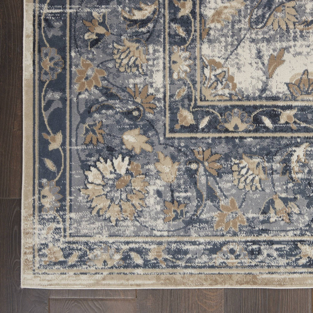 Kathy Ireland Malta Blue/Ivory Area Rug RUGSANDROOMS 