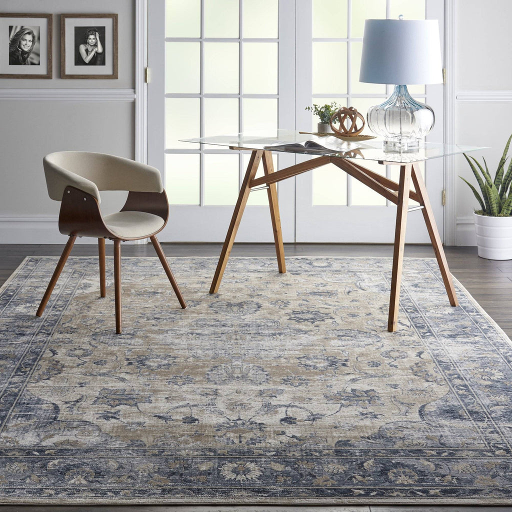 Kathy Ireland Malta Blue/Ivory Area Rug RUGSANDROOMS 