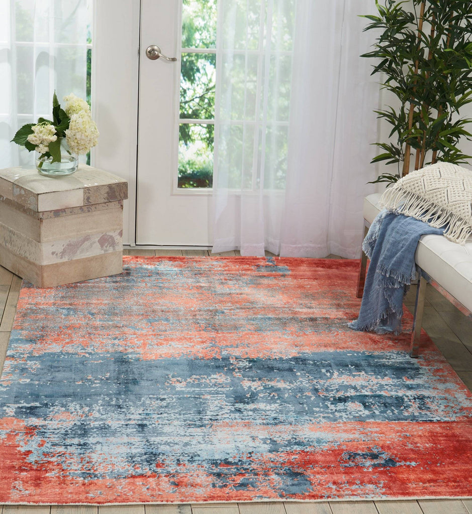 Kathy Ireland Safari Dreams Blue/Brick Area Rug RUGSANDROOMS 