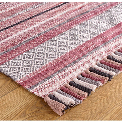 Image of Kelim Stripe Pink Area Rug RUGSANDROOMS 