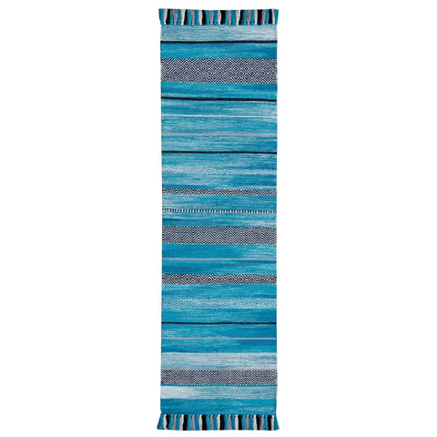 Image of Kelim Striped Teal Area Rug RUGSANDROOMS 