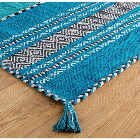 Image of Kelim Teal Area Rug RUGSANDROOMS 