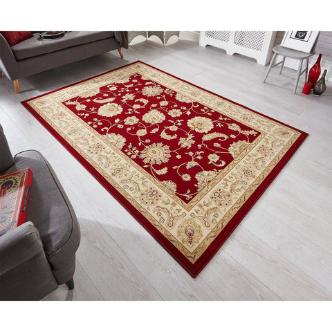 Image of Kendra Red/Cream Area Rug RUGSANDROOMS 