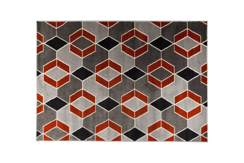 Terra Grey/Terracotta Area Rug RUGSANDROOMS 
