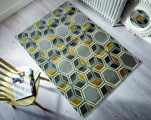 Tekla Grey/Ochre Area Rug RUGSANDROOMS 