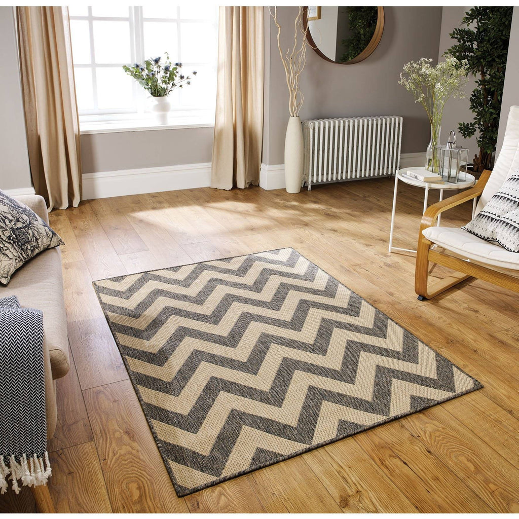Moda Chevron Grey Area Rug RUGSANDROOMS 