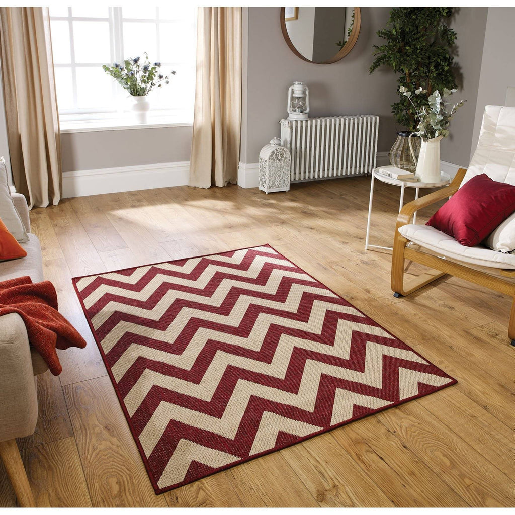 Moda Chevron Red Area Rug RUGSANDROOMS 