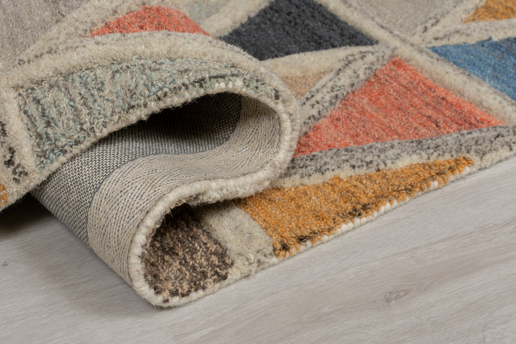 Triangle Orange and Blue Area Rug