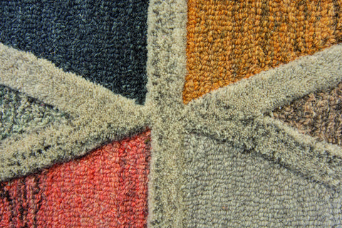 Image of Triangle Orange and Blue Area Rug