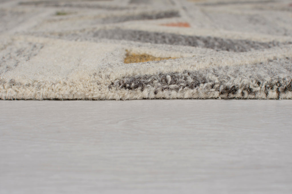 Thick Ombre Grey and Multi Geometric Area Rug