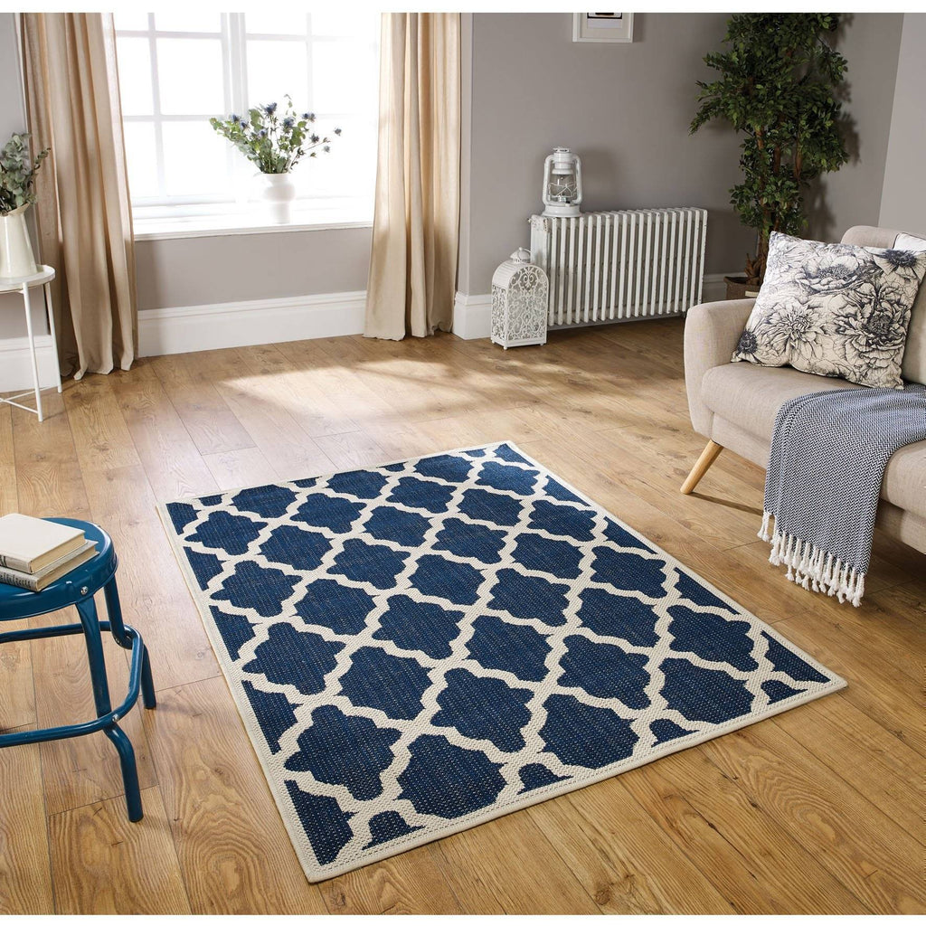 Trellis Blue Area Rug RUGSANDROOMS 