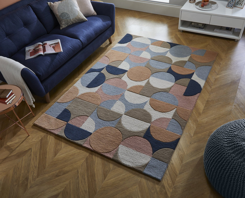 Jasper Blue/Coral Multi Area Rug