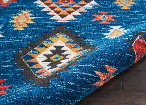 Image of Navajo Blue Area Rug RUGSANDROOMS 