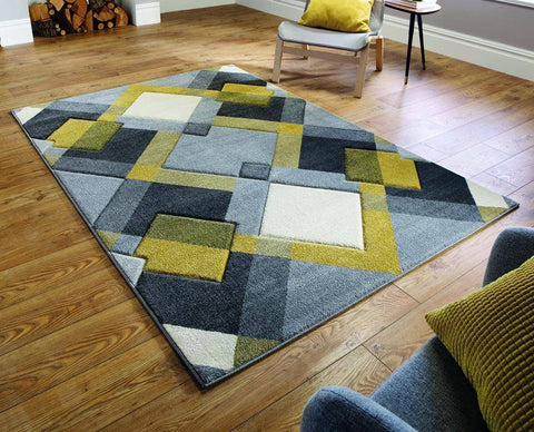 Image of Nimi Grey/Ochre Area Rug RUGSANDROOMS 