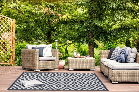 Image of Nirvana Charcoal Grey & White Indoor-Outdoor Reversible Rug cvsonia 