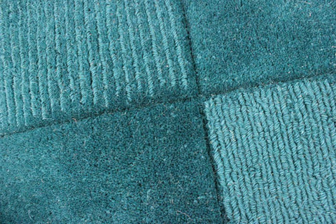 Image of Wool Squares Teal Area Rug RUGSANDROOMS 