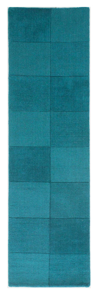 Wool Squares Teal Area Rug RUGSANDROOMS 