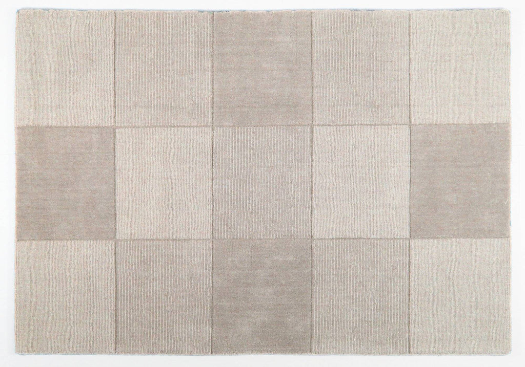 Wool Squares Beige Area Rug RUGSANDROOMS 
