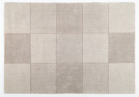 Wool Squares Beige Area Rug RUGSANDROOMS 