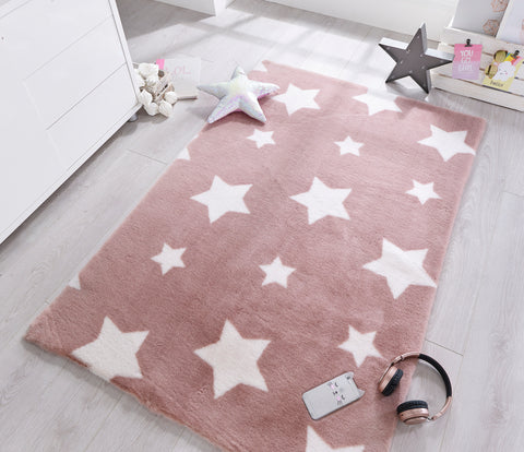 Image of Candy Floss Pink Stars Area Rug