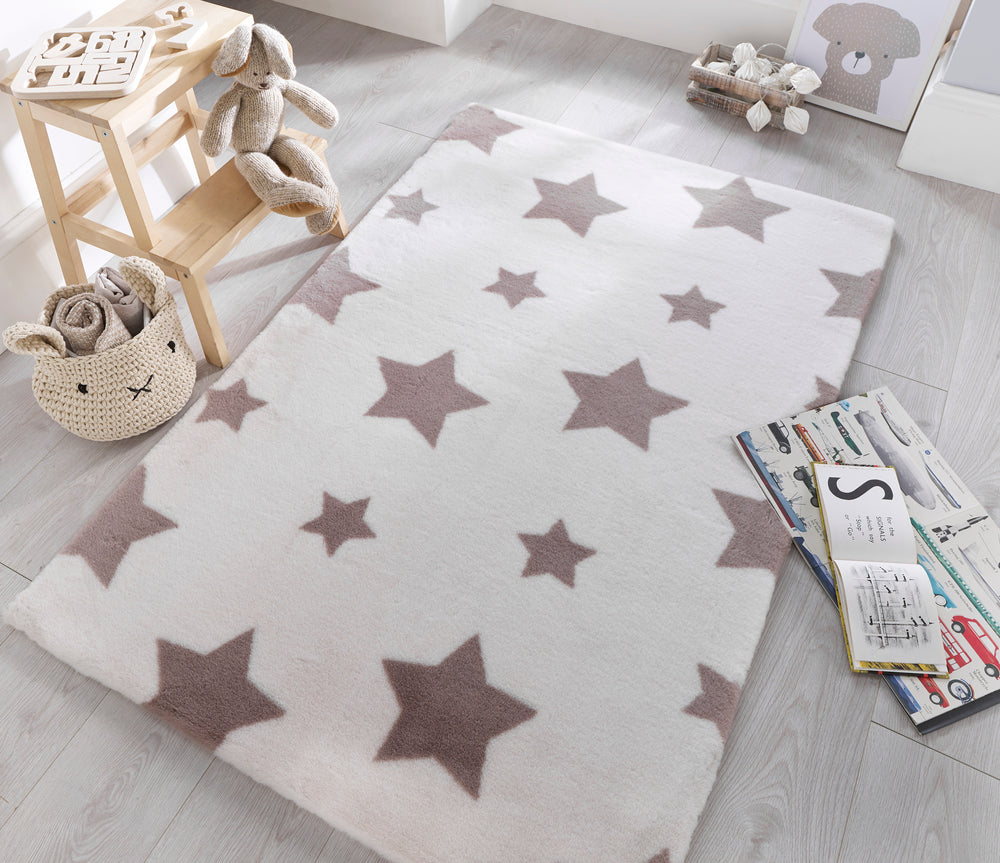 Sherbet White Stars Area Rug