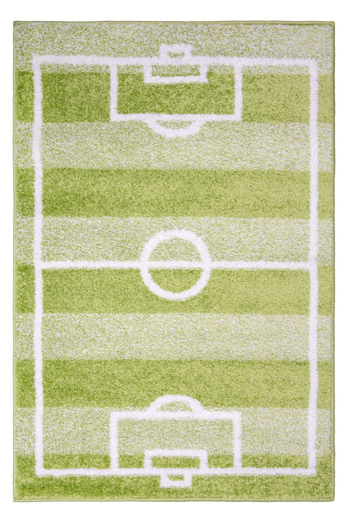 Kid's Football Pitch Green Area Rug RUGSANDROOMS 