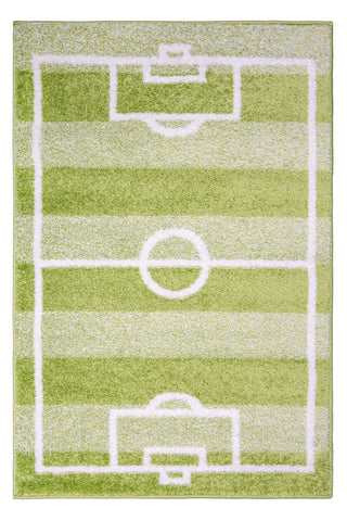 Kid's Football Pitch Green Area Rug RUGSANDROOMS 