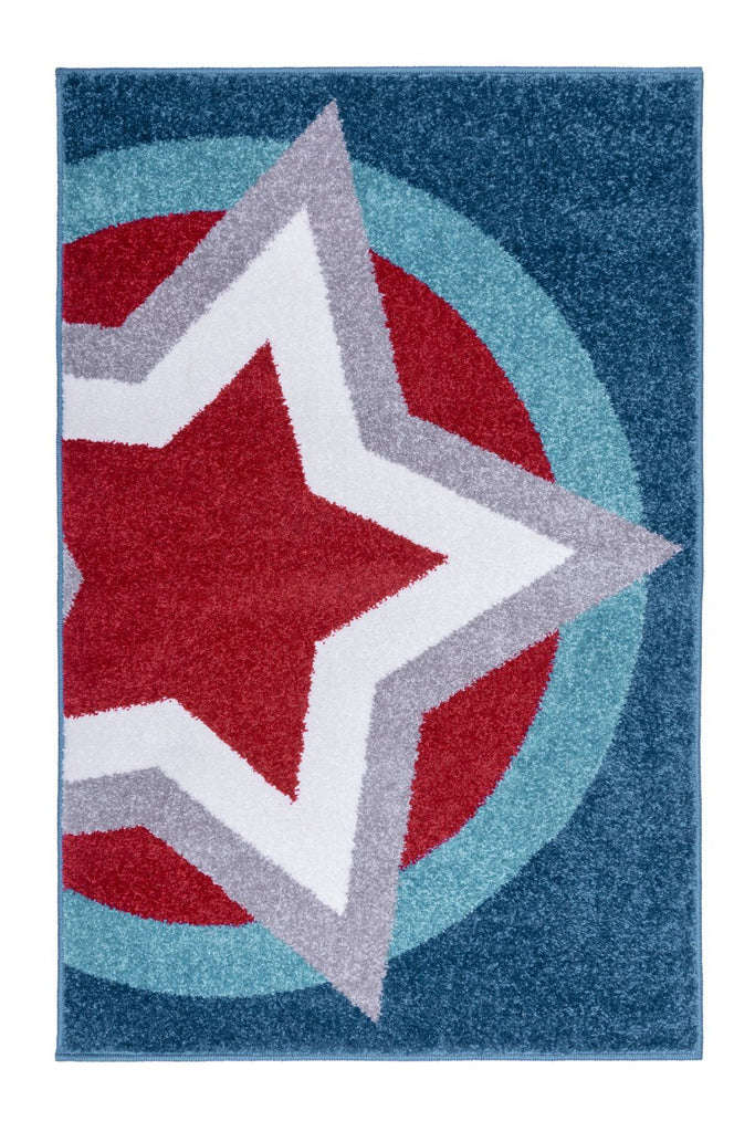 Kid's Hero Supershield Blue/Red Area Rug RUGSANDROOMS 