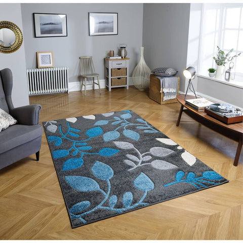 Port Blue/Grey Area Rug RUGSANDROOMS 