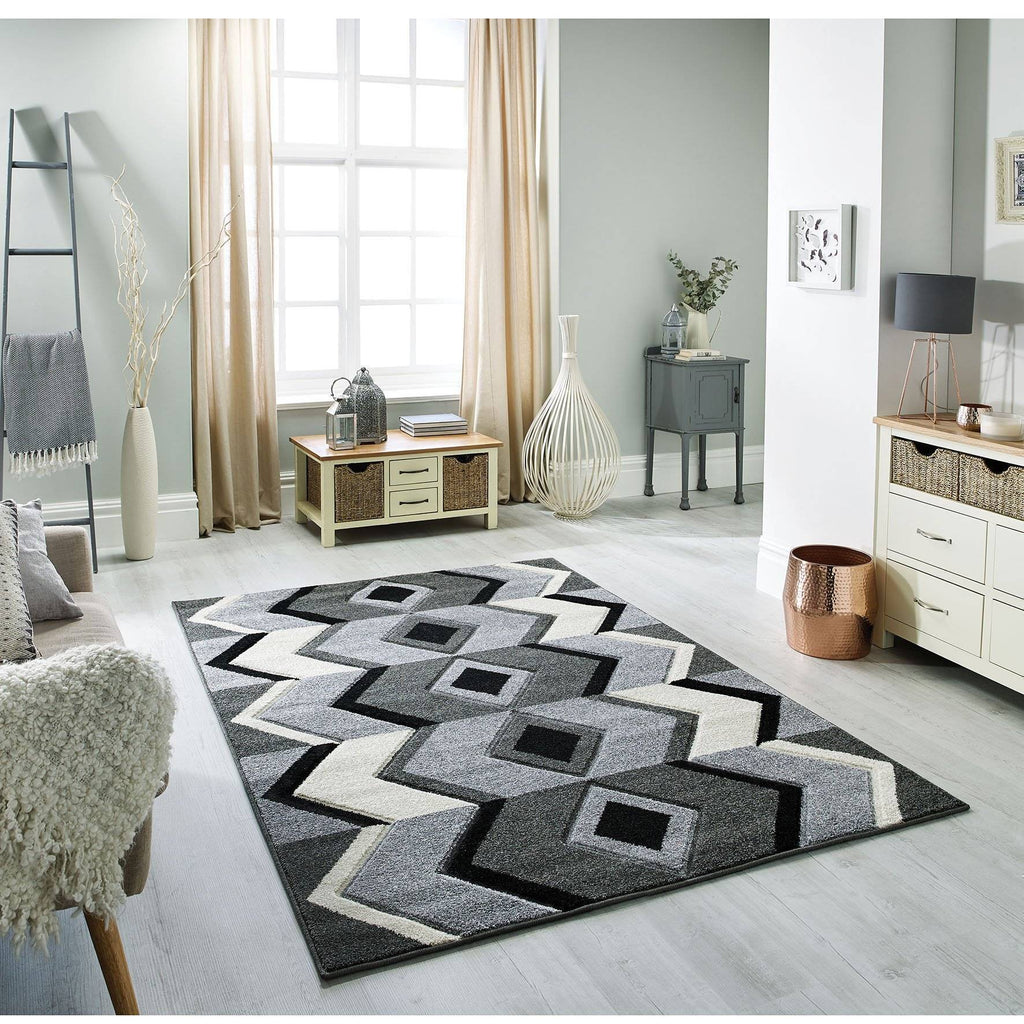 Ethnic Black/Grey Area Rug RUGSANDROOMS 
