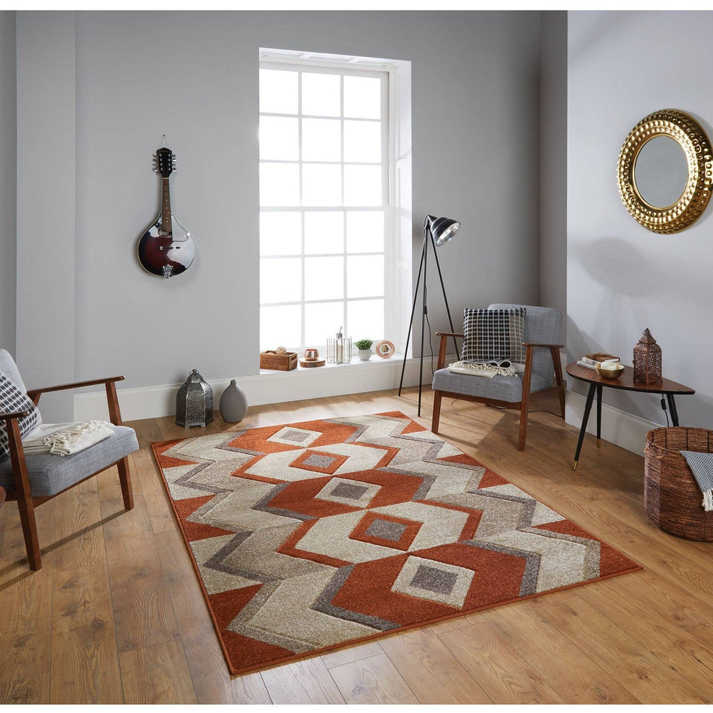 Ethnic Red/Beige Area Rug RUGSANDROOMS 