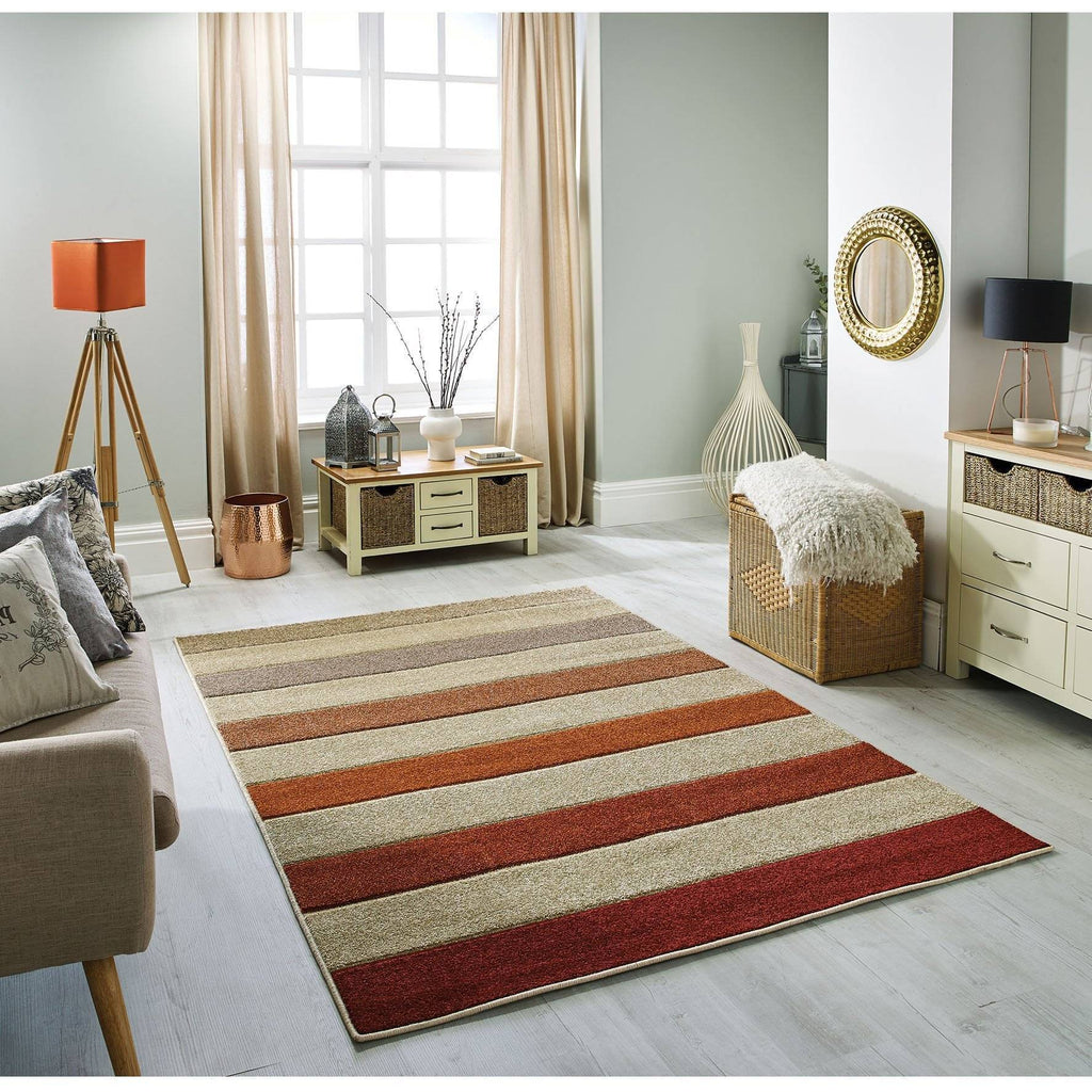 Portland Striped Cream/Beige Area Rug RUGSANDROOMS 