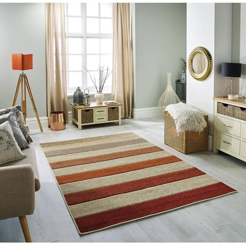 Portland Striped Cream/Beige Area Rug RUGSANDROOMS 