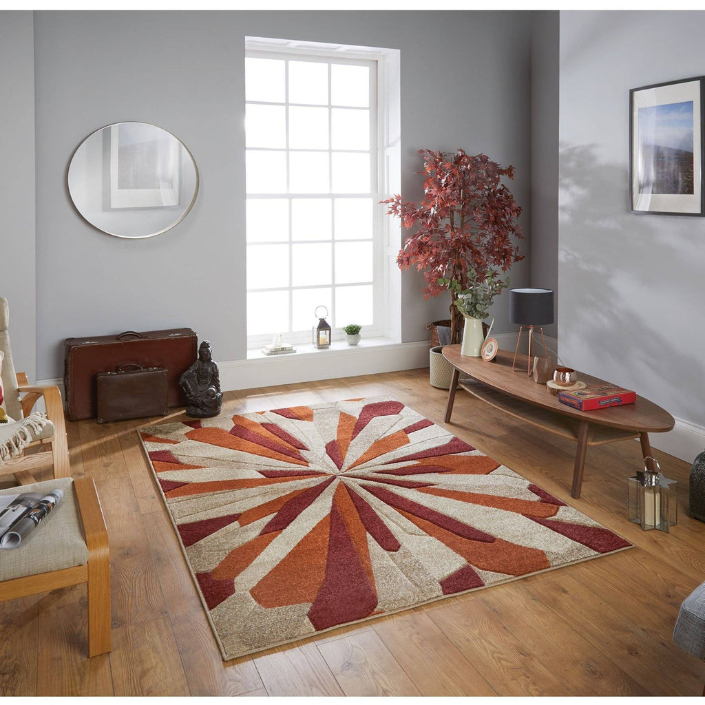 Valentina Red/Beige Area Rug RUGSANDROOMS 